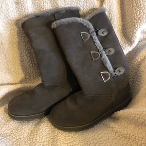 Sketchers Grey Suede Boots, 3 Button, Faux…